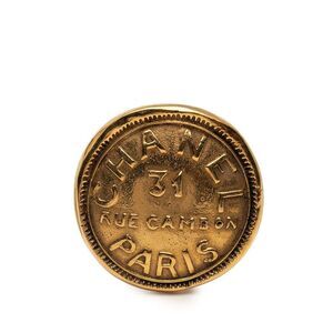 Pre Loved chanel Decorative Button Women Gold Brooches